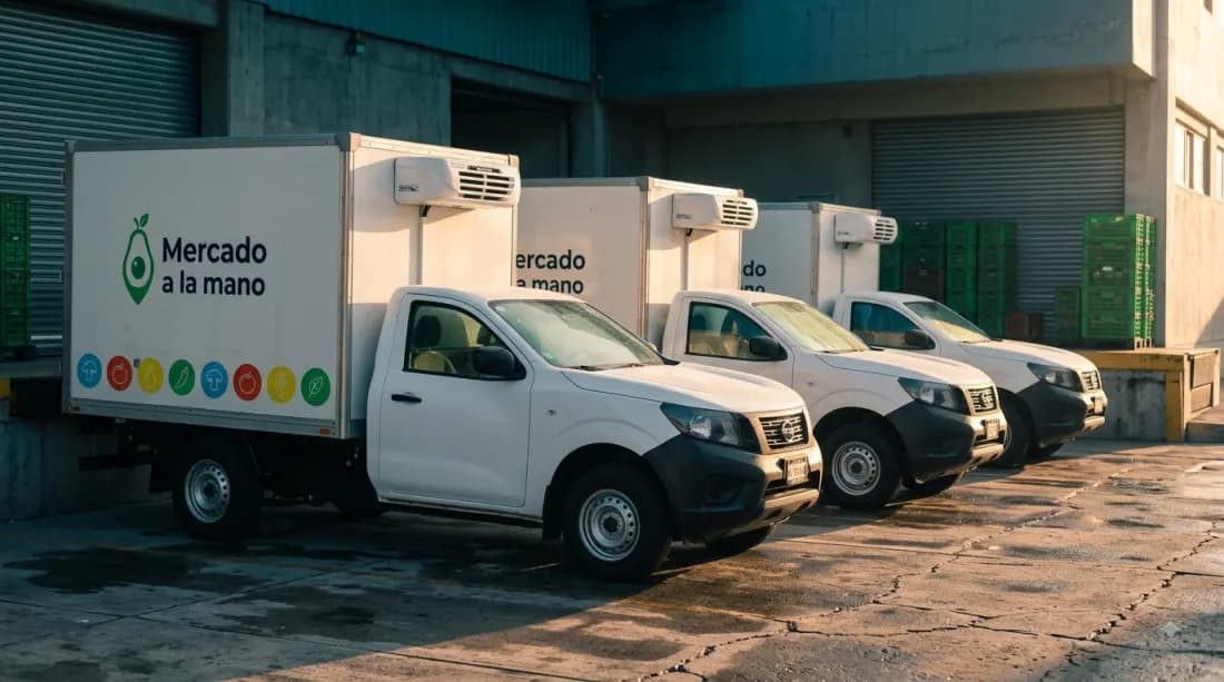 Camionetas de reparto listas antes del amanecer